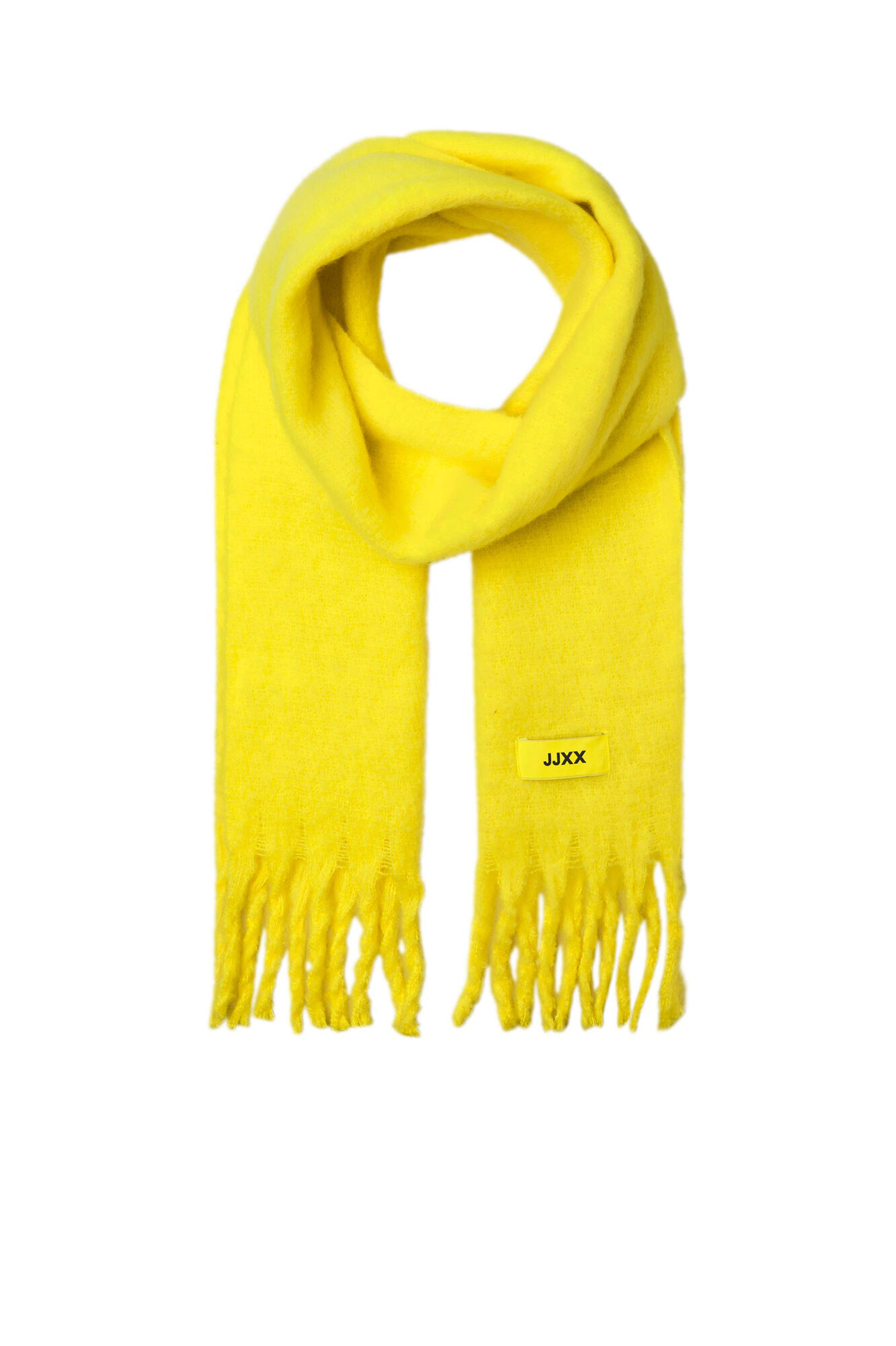Lenço maxi amarelo com franjas