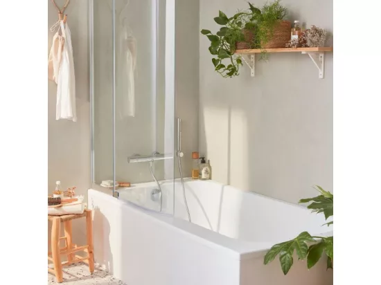 Baignoire bain douche JACOB DELAFON Malice antidérapante + pare bain 160 x 85, version gauche