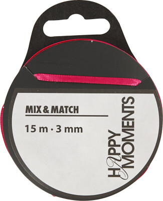Satinbånd - B 3 MM - Pink - 15 M