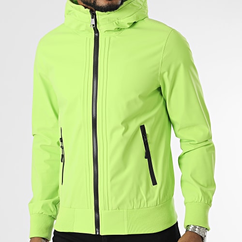 Veste Zippée A Capuche Vert Fluo