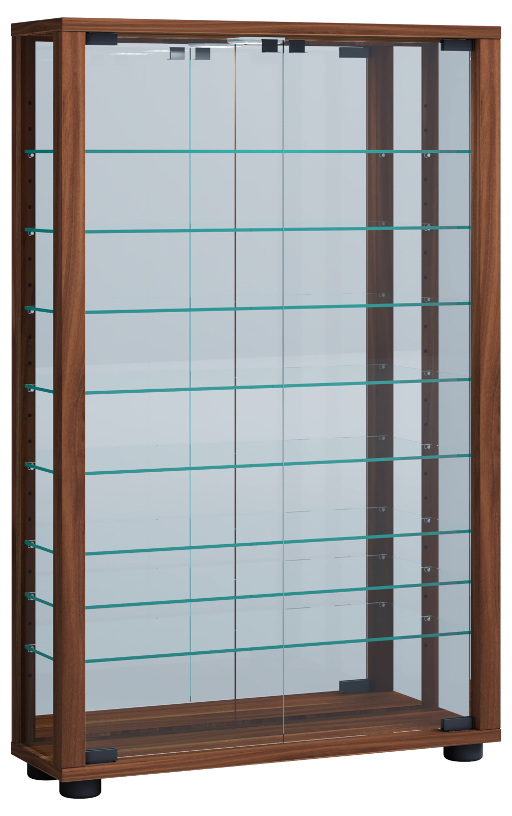 Wandvitrine VITROSA MINI - Kern-Nussbaum - inkl. LED-Beleuchtung - mit Spiegel