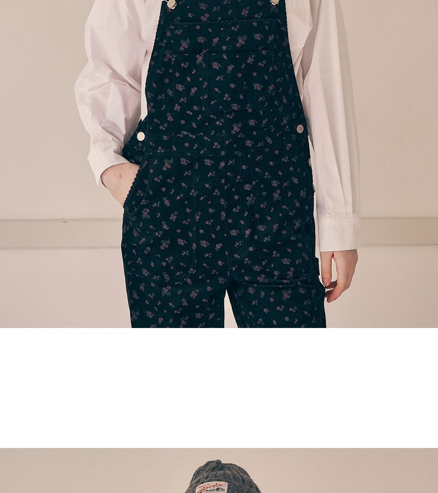 rolarola - Bloemen corduroy overall broek (zwart)