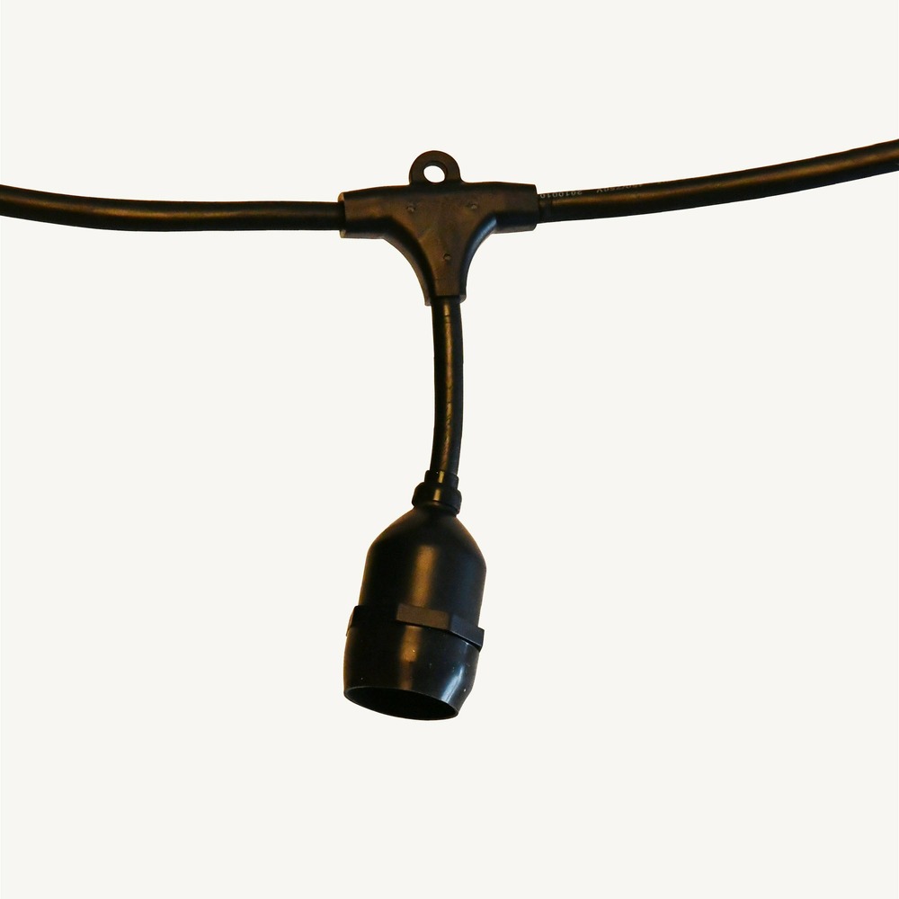 Guirlande guinguette java e27 - l5m prolongeable - 10 douilles - sans ampoule - câble noir - chromex