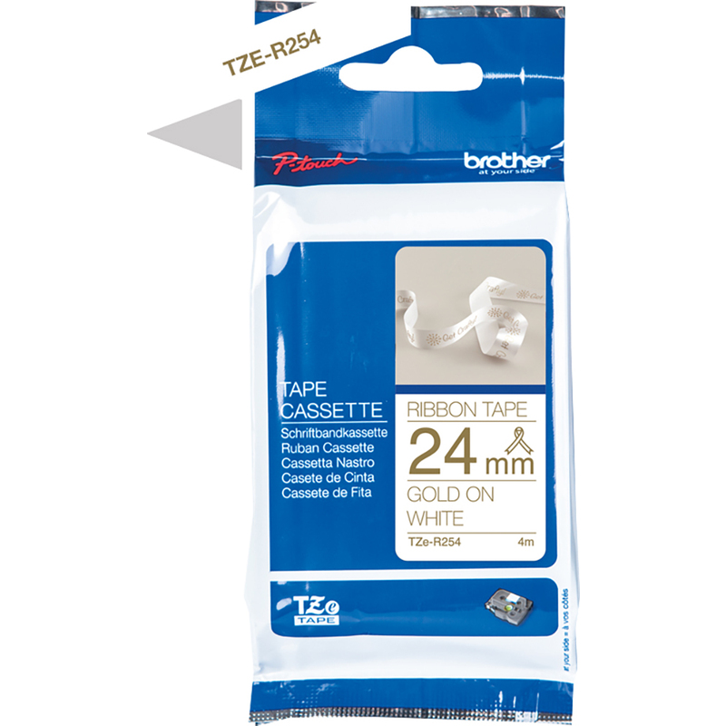 Brother P-Touch Stoffband TZe-R254, 24 mm, gold auf weiss