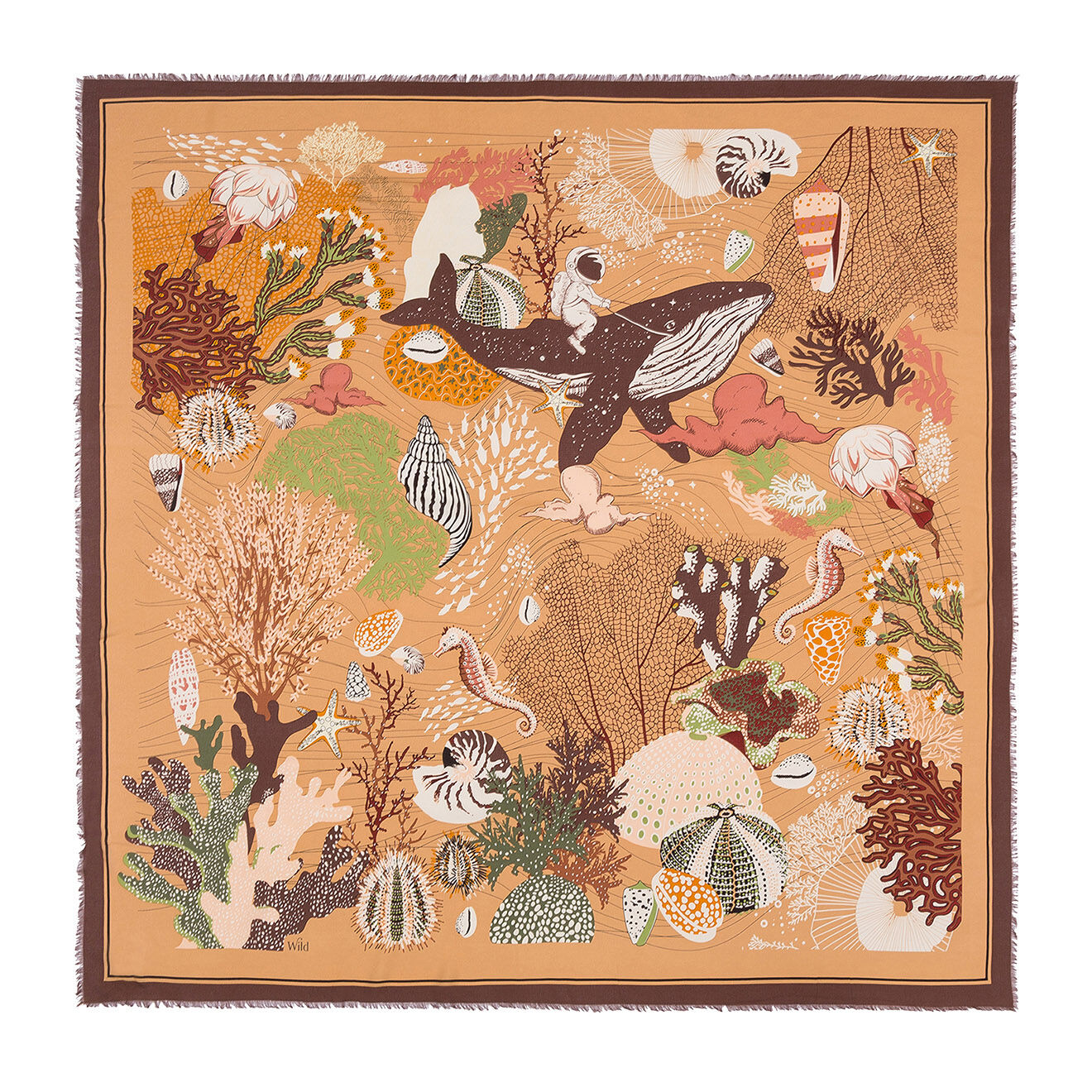 Wild Foulard Deepsea caramel - 130x130 cm