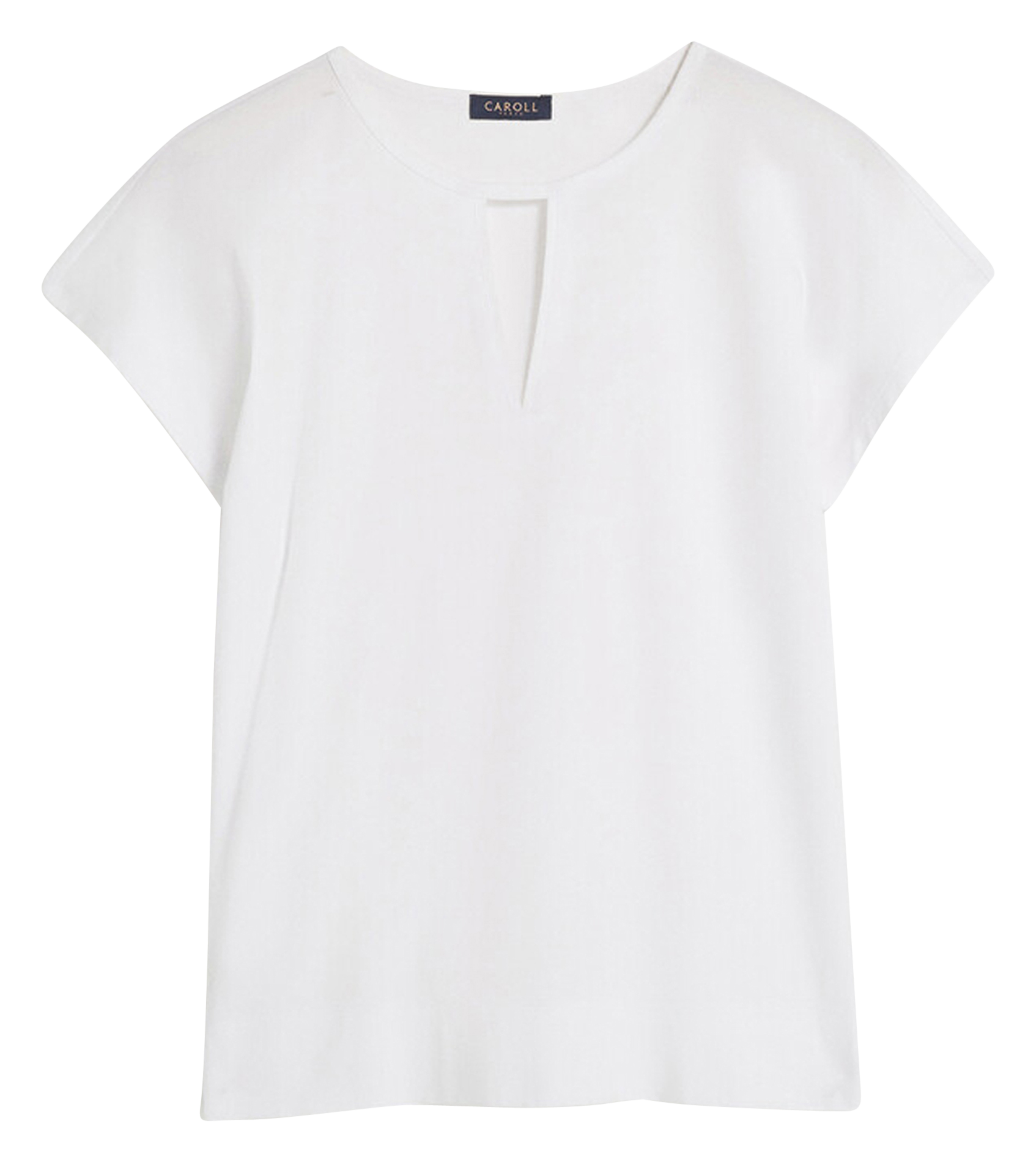 TILDA - Tee-shirt droit à ouverture triangle en coton | Blanc