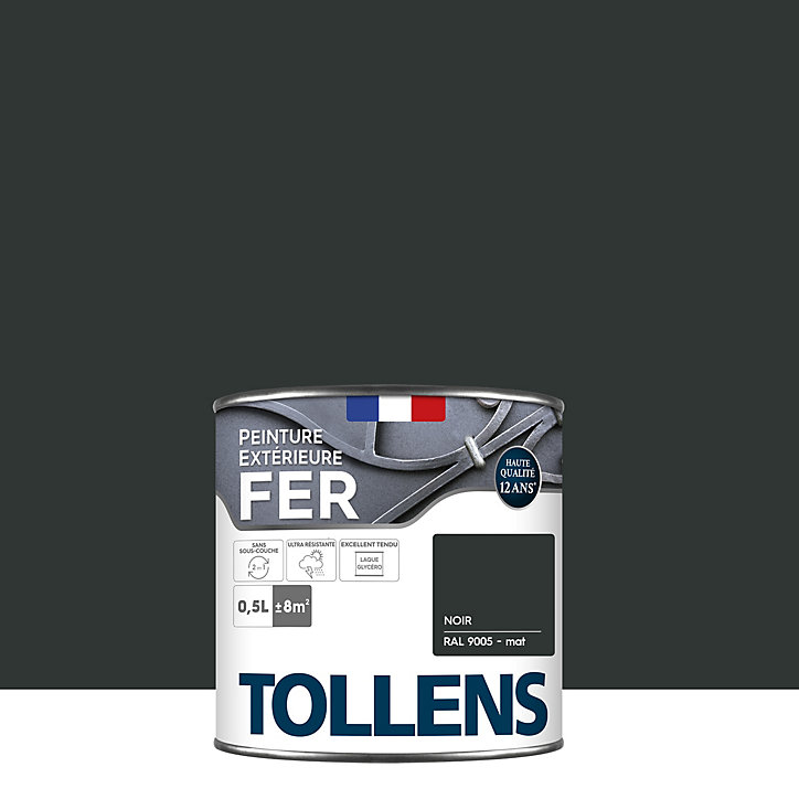 Peinture extérieure fer Tollens mat noir mat 500ml