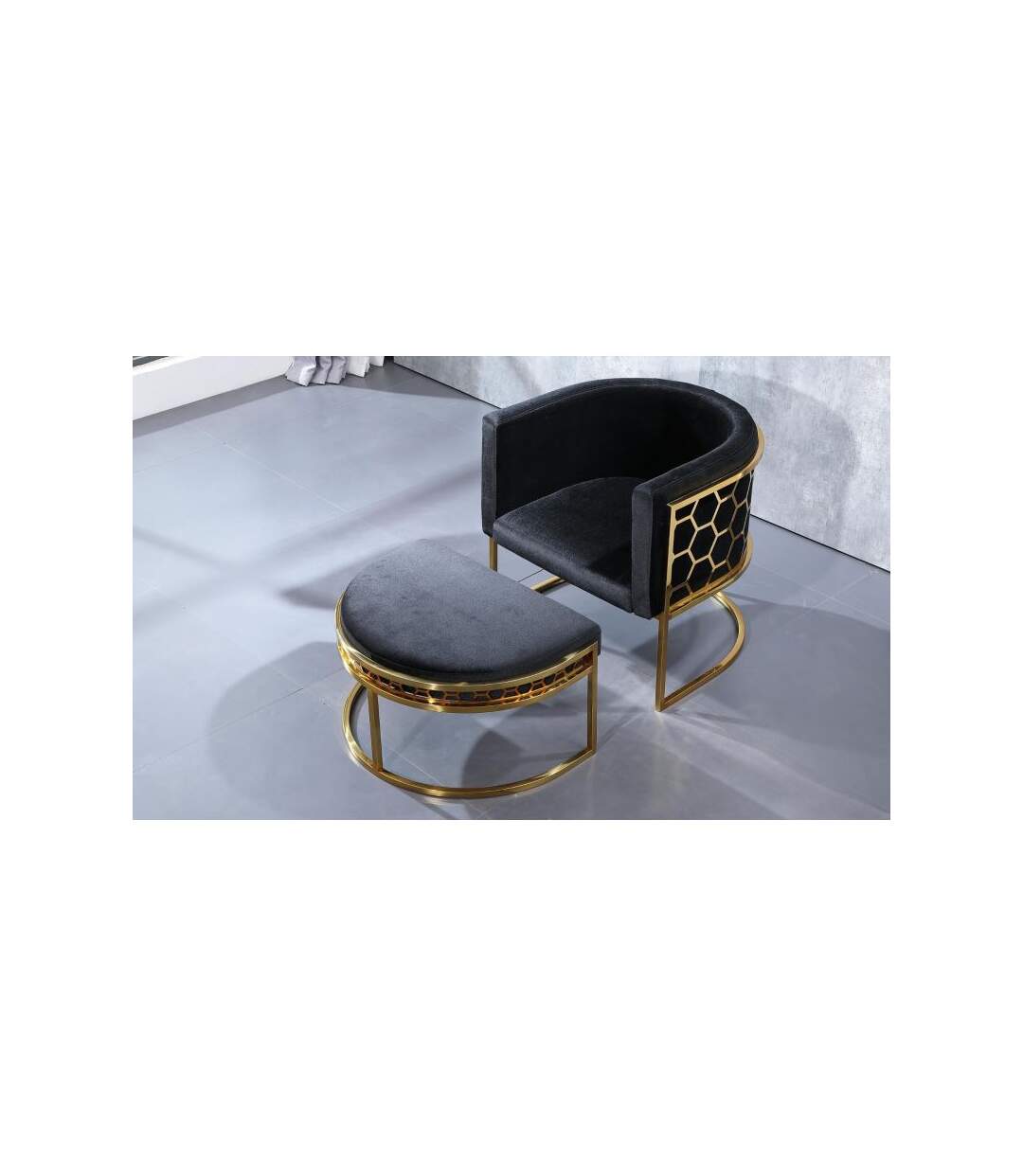 Paris Prix - Pouf Design En Velours honey 75cm Noir
