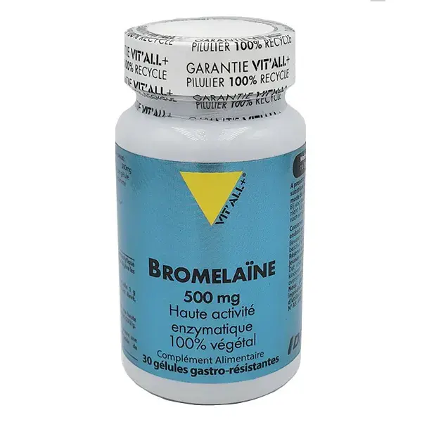 Vit'all+ Bromelaína 500mg Alta Atividade Enzimática 100% à Base de Plantas - 30 Cápsulas