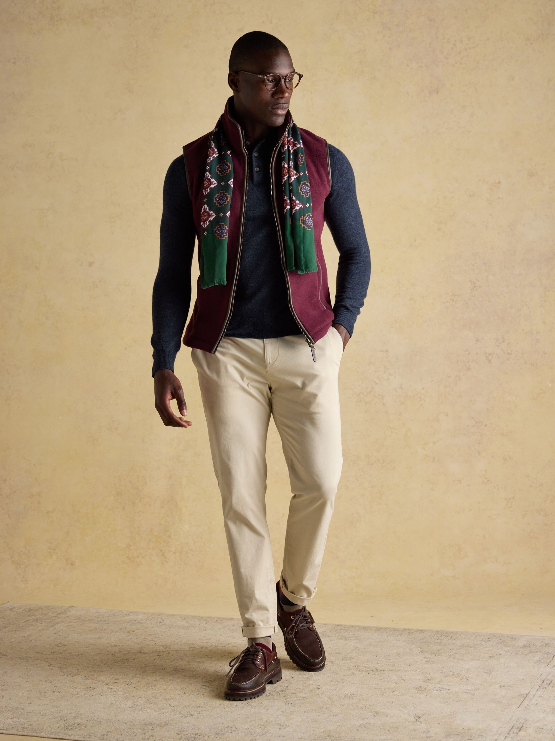 Marineblauw - Joules Sampson Wool-Rich Long Sleeve Knitted Polo Shirt