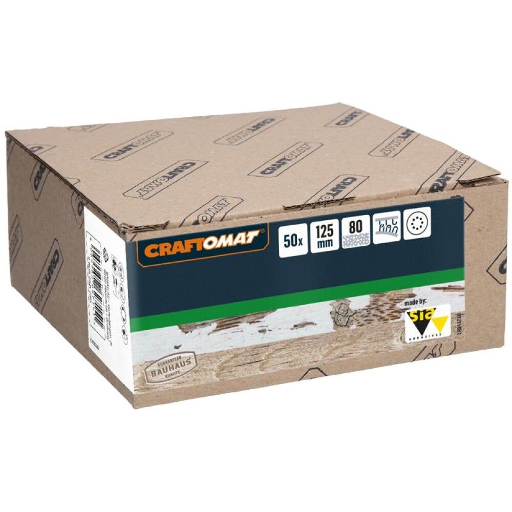 SLIPEPAPIR CRAFTOMAT Ø125MM K80 50STK