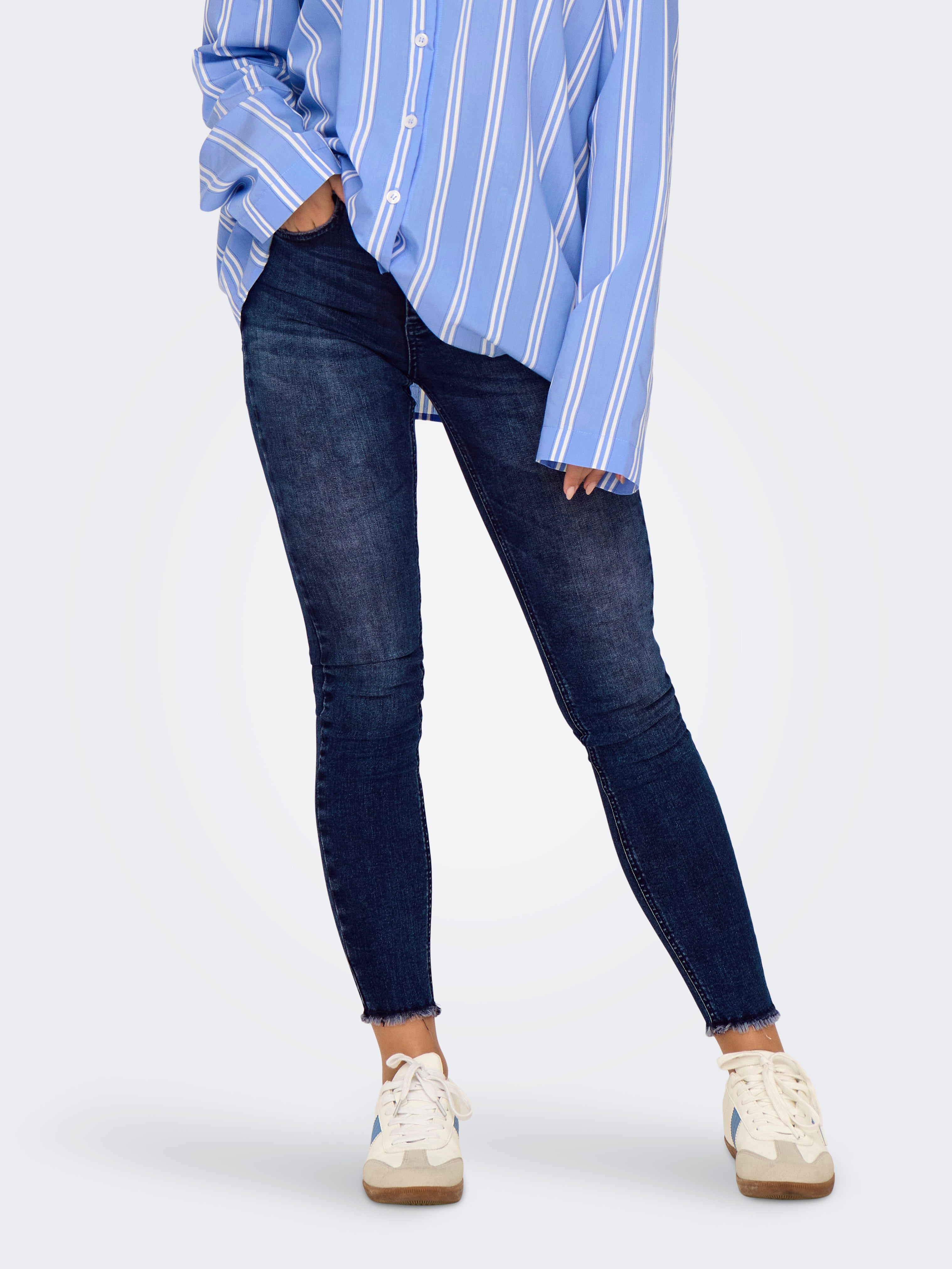 ONLBLUSH Mittlere Taille Skinny Fit Jeans Dark Blue Denim
