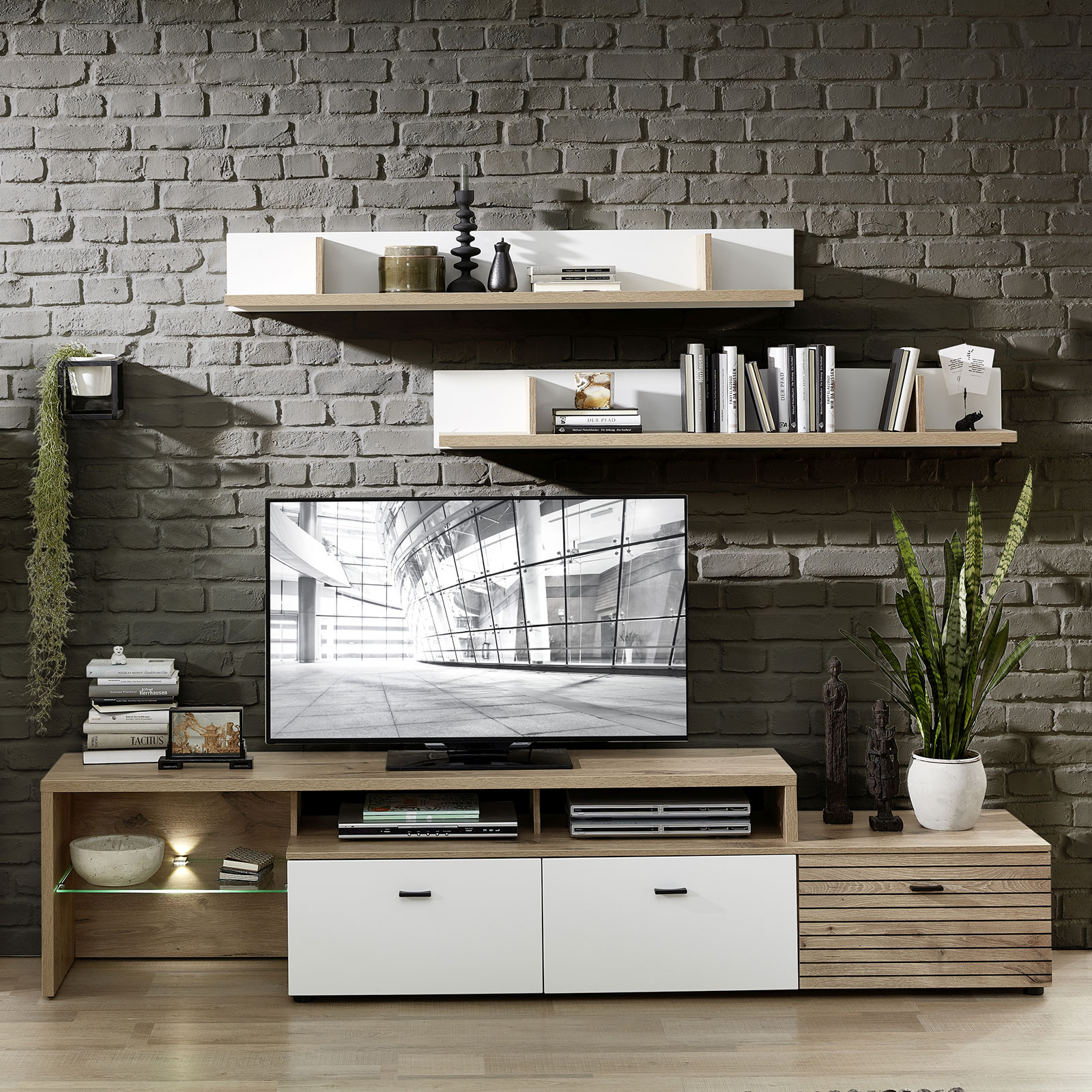 Wandboard - weiß-Viking Oak Nature - 144 cm