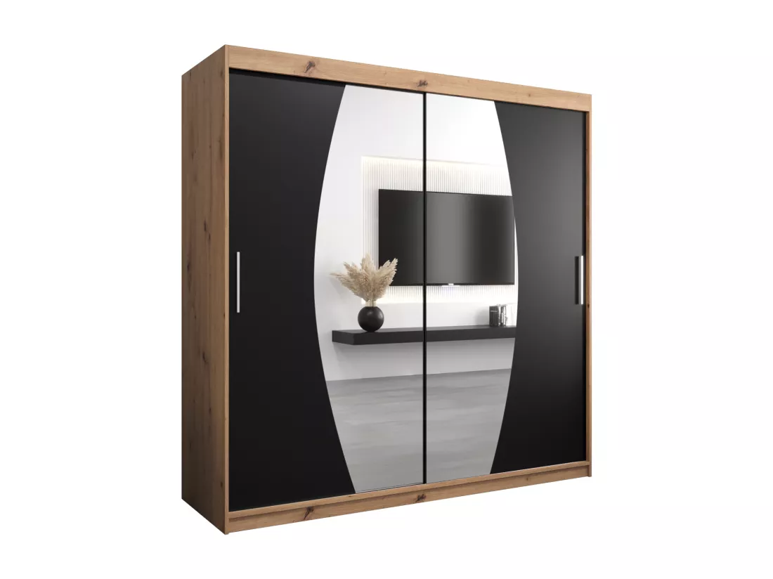 Armoire Elypse À Portes Coulissantes 200/200/62 2 portes (Artisan/Noir)