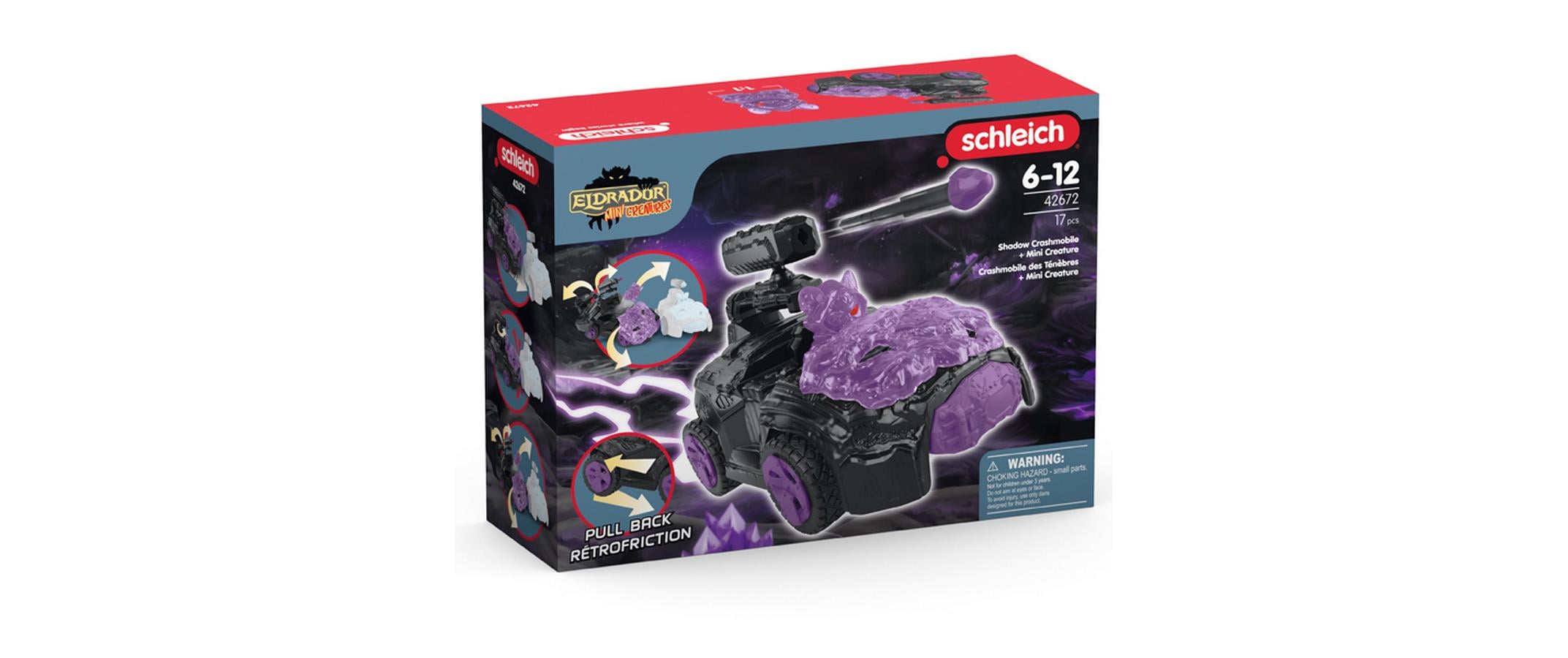 Spielfigurenset Schatten-Crashmobil mit Mini CreatureAction Fahrzeug – Kinderspielfigur