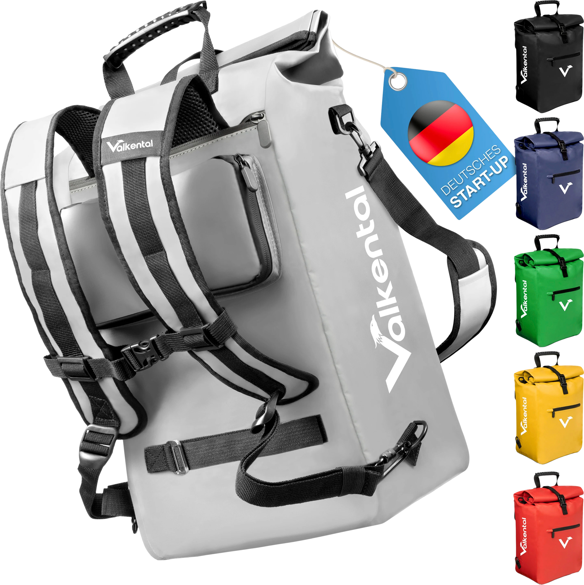 Valkental ValkOne 3-in-1 Fahrradtasche 25 Liter grau-refklektierend