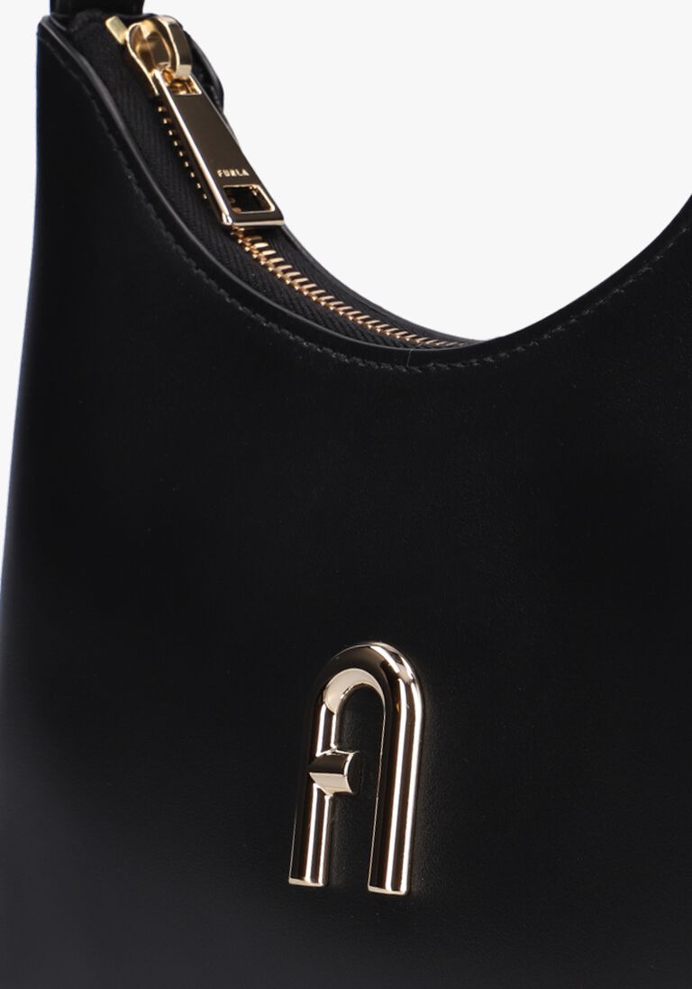 zwarte furla schoudertas diamante mini shoulder bag
