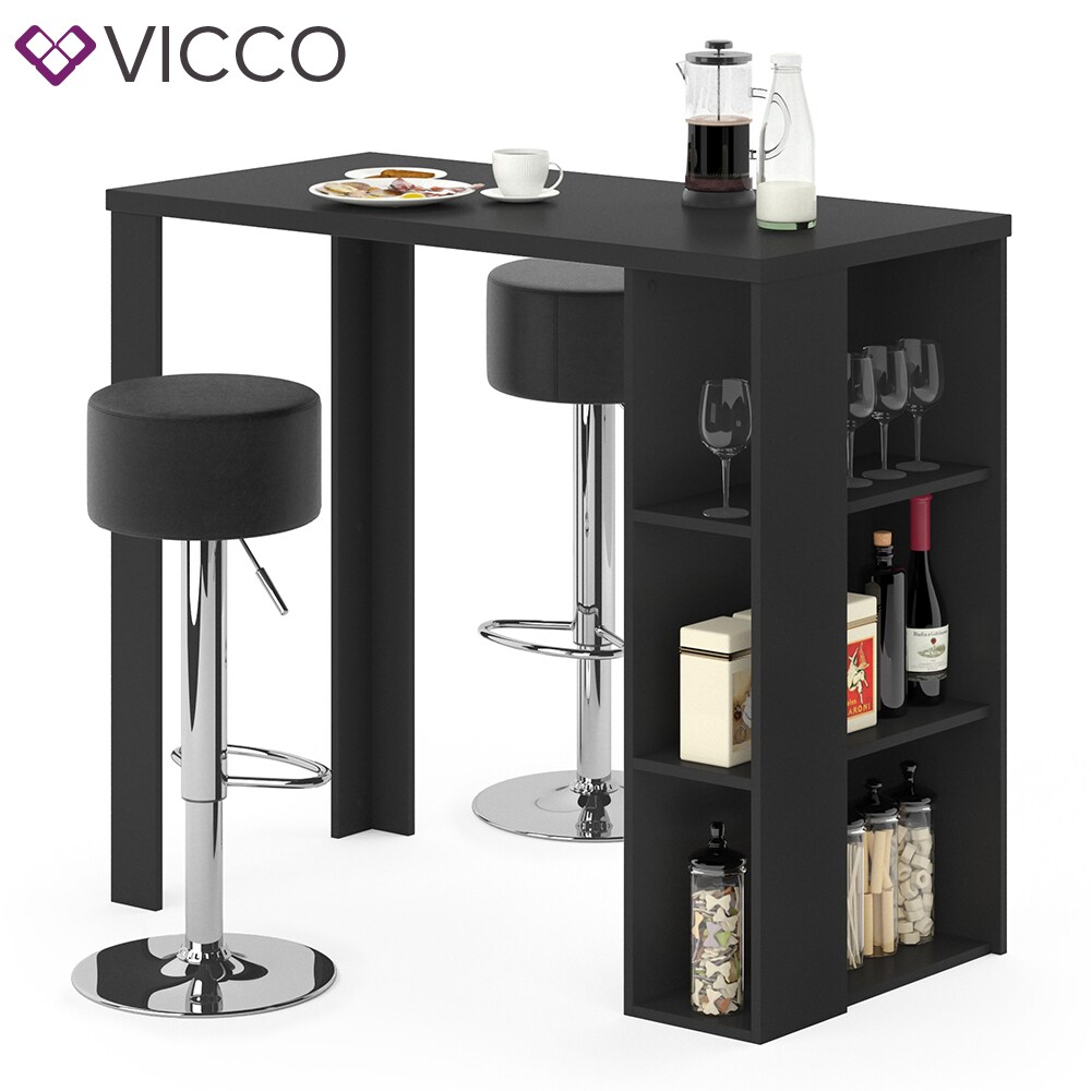 VICCO Bartisch NOEL Tresentisch Weiß Schwarz Ablagefächer 120 x 105,6 x 60 cm inkl. Barhocker