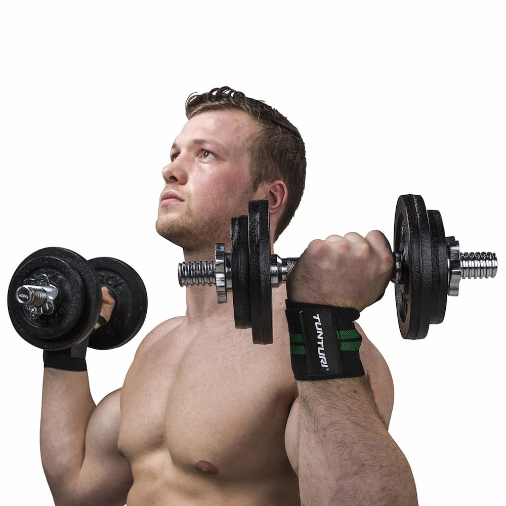 TUNTURI Wrist Wraps Noir et Vert (la paire)