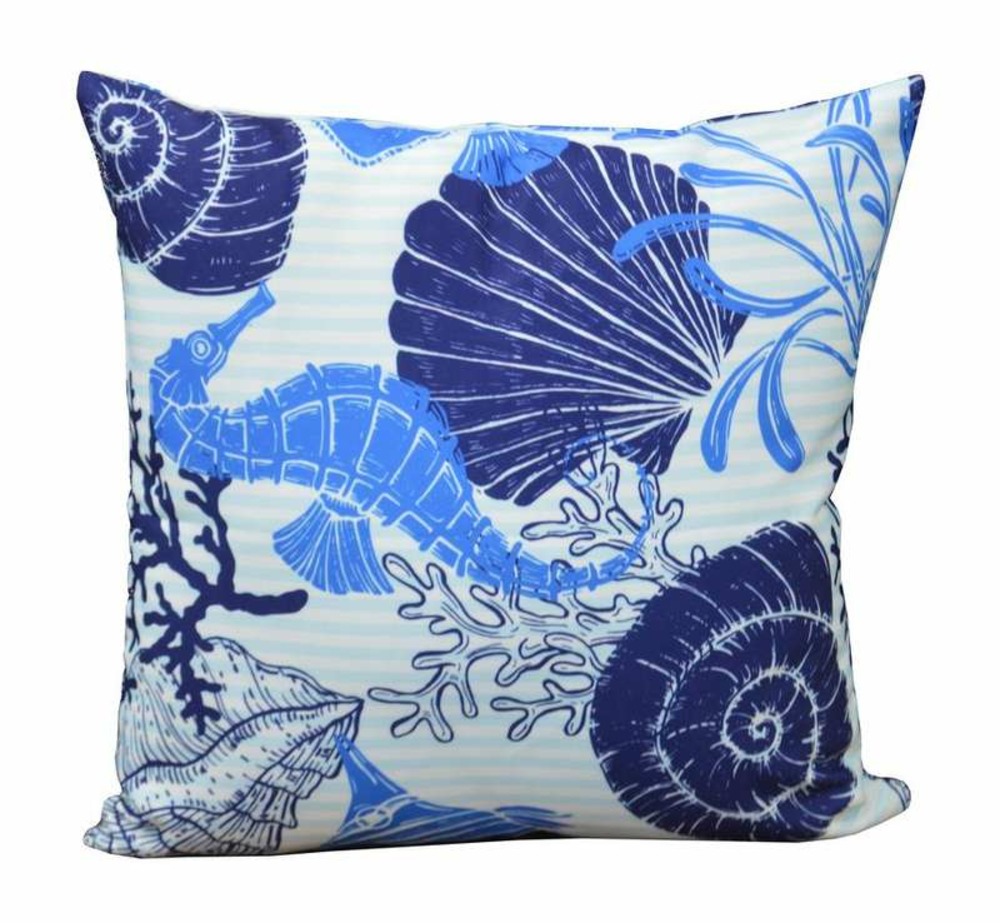 Lot de 2 coussins motif - 45 x 45 cm - coquillage bleu