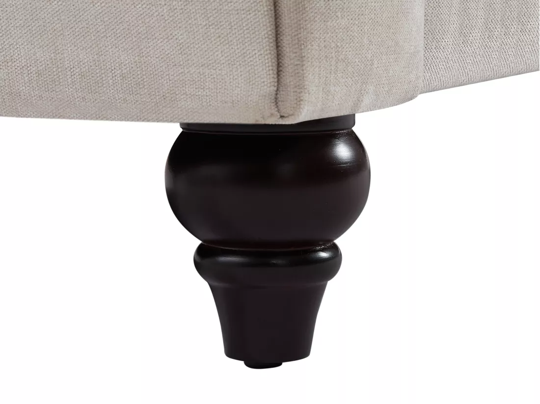 Canapé chesterfield 3 places en tissu beige CRONEL