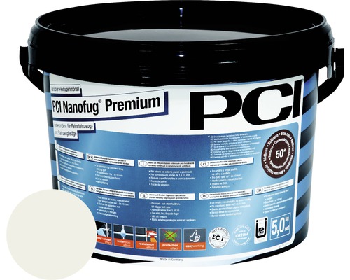 PCI Nanofug® Premium variabele flexibele voegmortel voor alle tegels en natuursteen, lichtgrijs, 5 kg