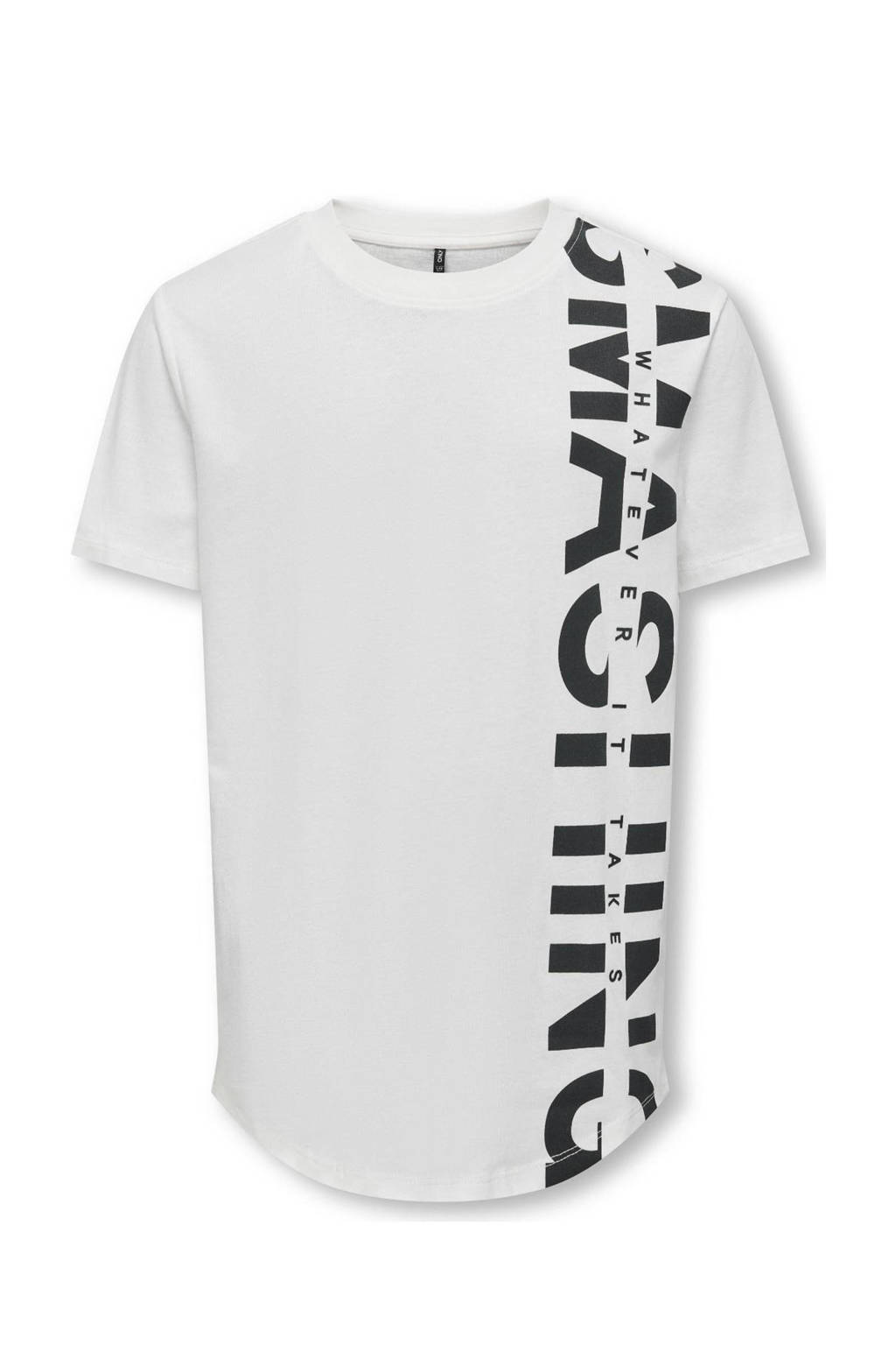 ONLY T-shirt KOBERIC met tekst wit/donkerblauw