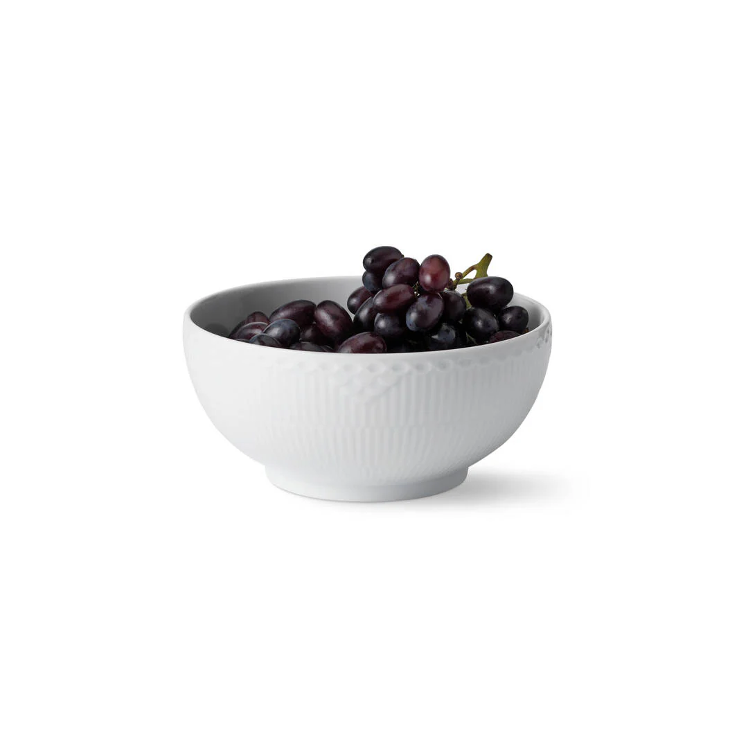 Royal Copenhagen  Hvid Riflet Halvblonde skål - Ø18 cm