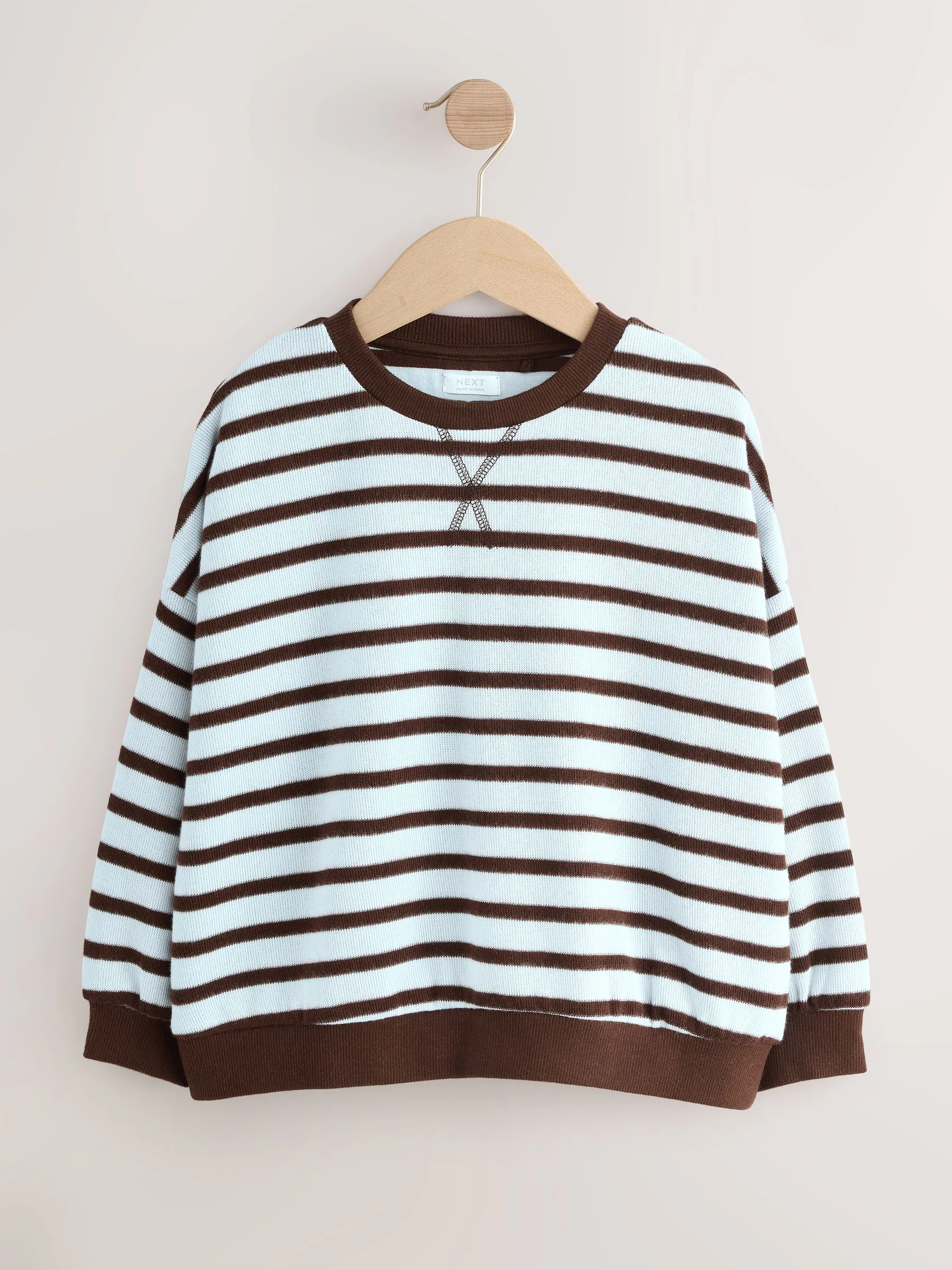 Blauw/bruin gestreept - Oversized behaaglijke ribbelsweatshirt (3 - 16 jr)