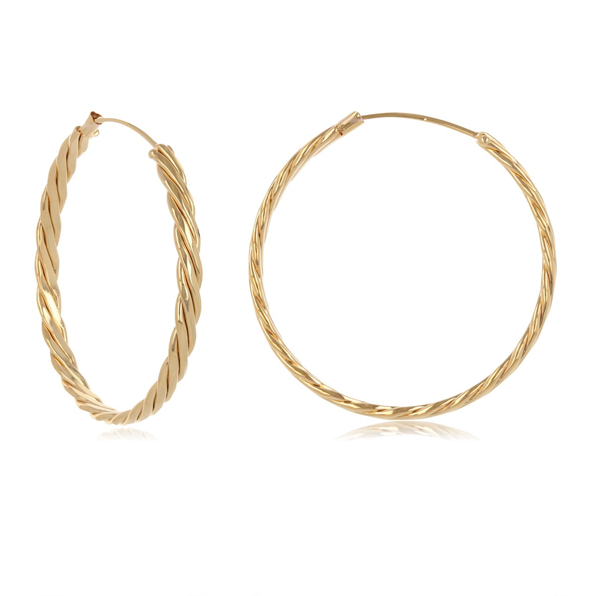 Boucles d'oreille plaqué or Créole torsadée 40mm