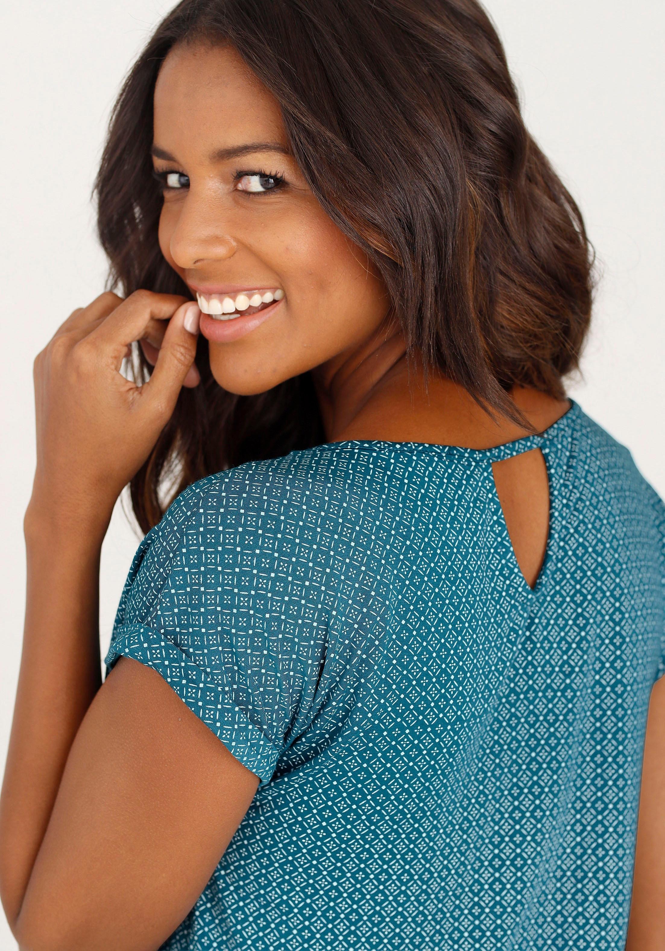 LASCANA Kurzarmshirt »mit modischem Cut-Out« 2er-Pack,  aus weichem Viskose-Stretch