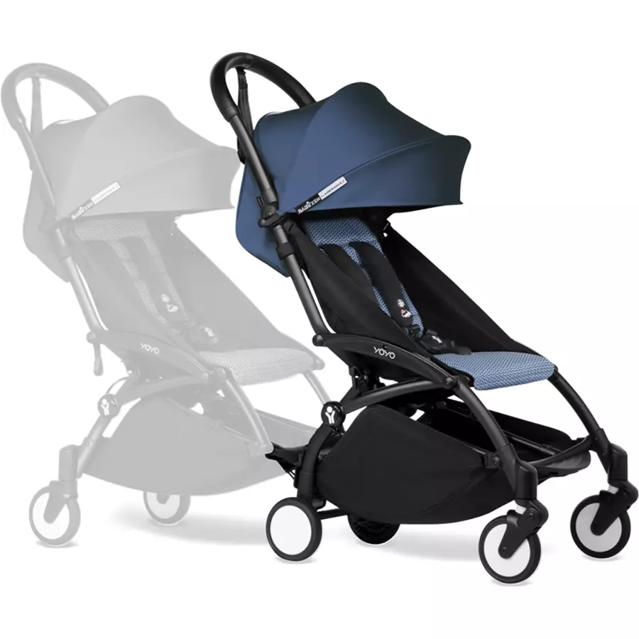 BABYZEN Kinderwagen YOYO 6+ connect White mit Textilset Air France Blue