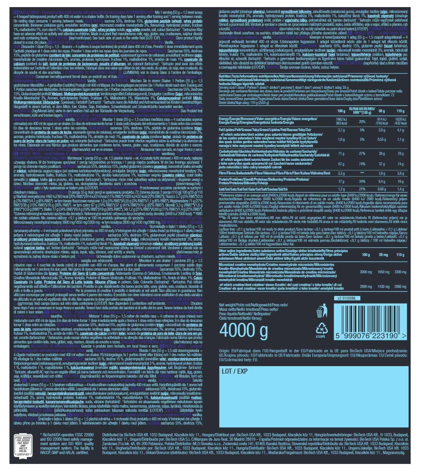 Biotech USA Massa Muscular 1000 g