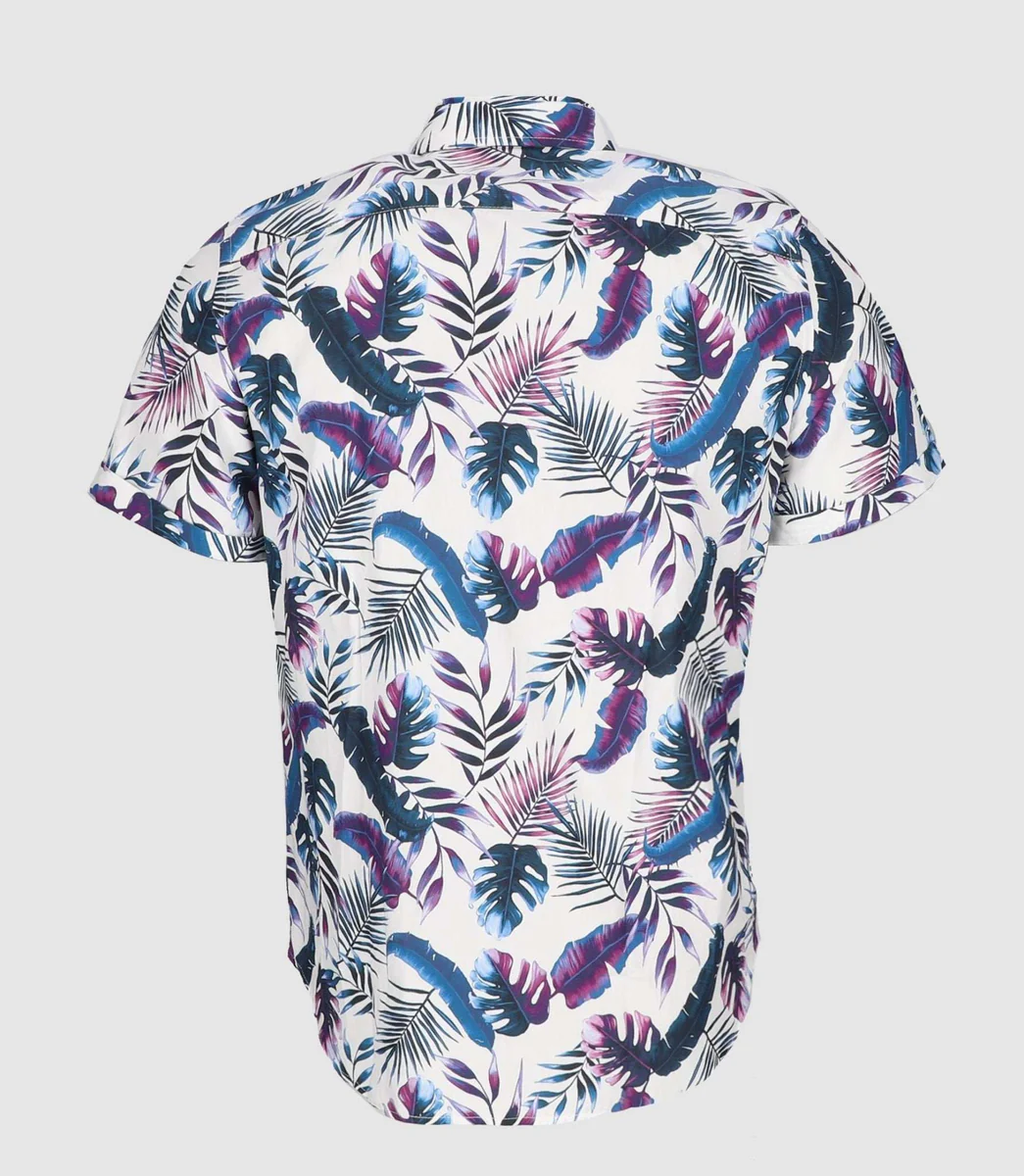 Chemise manches courtes avec imprimé bleu et violet 