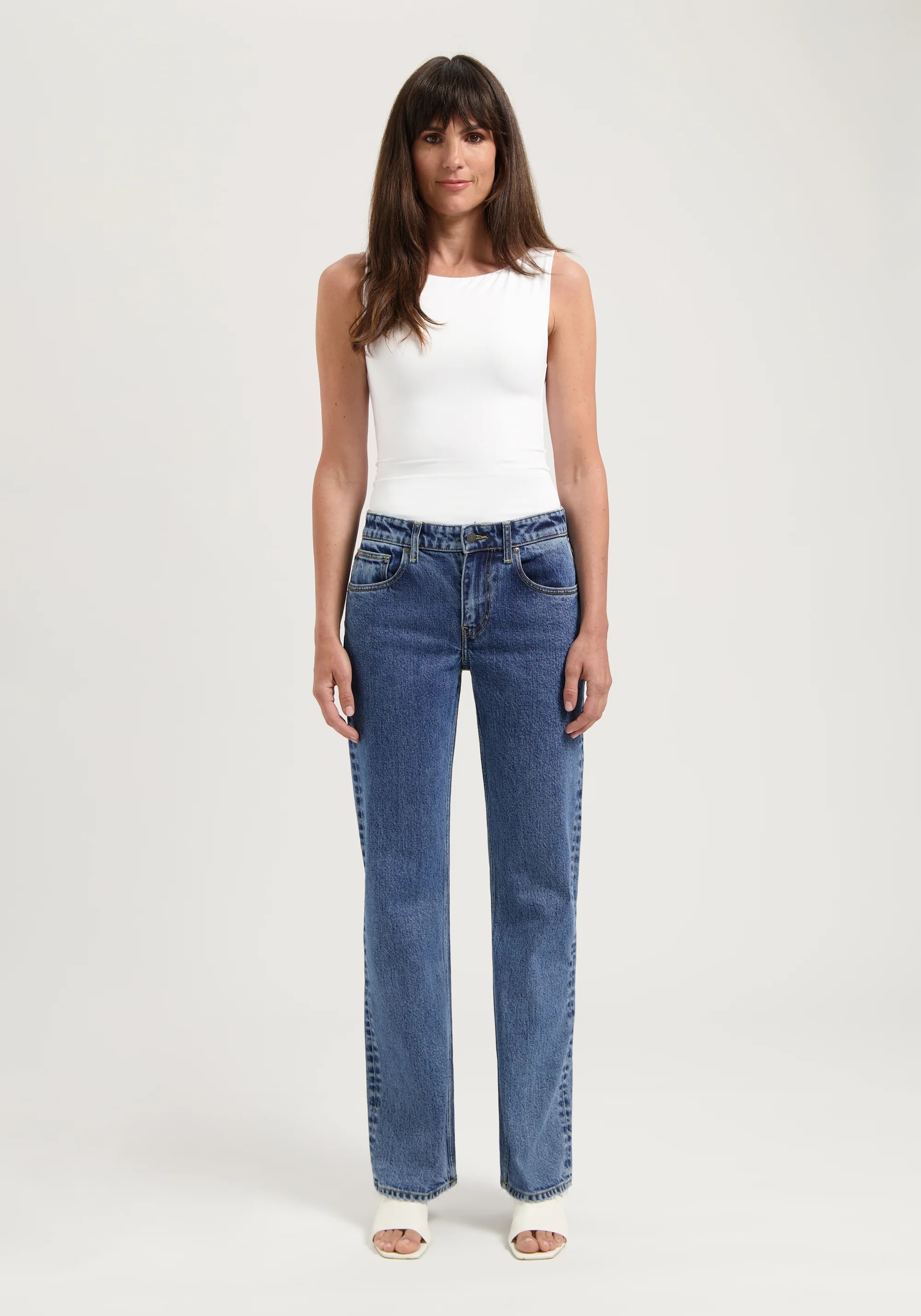Mud Jeans Damenjeans Carry Mid Straight Stone Vintage
