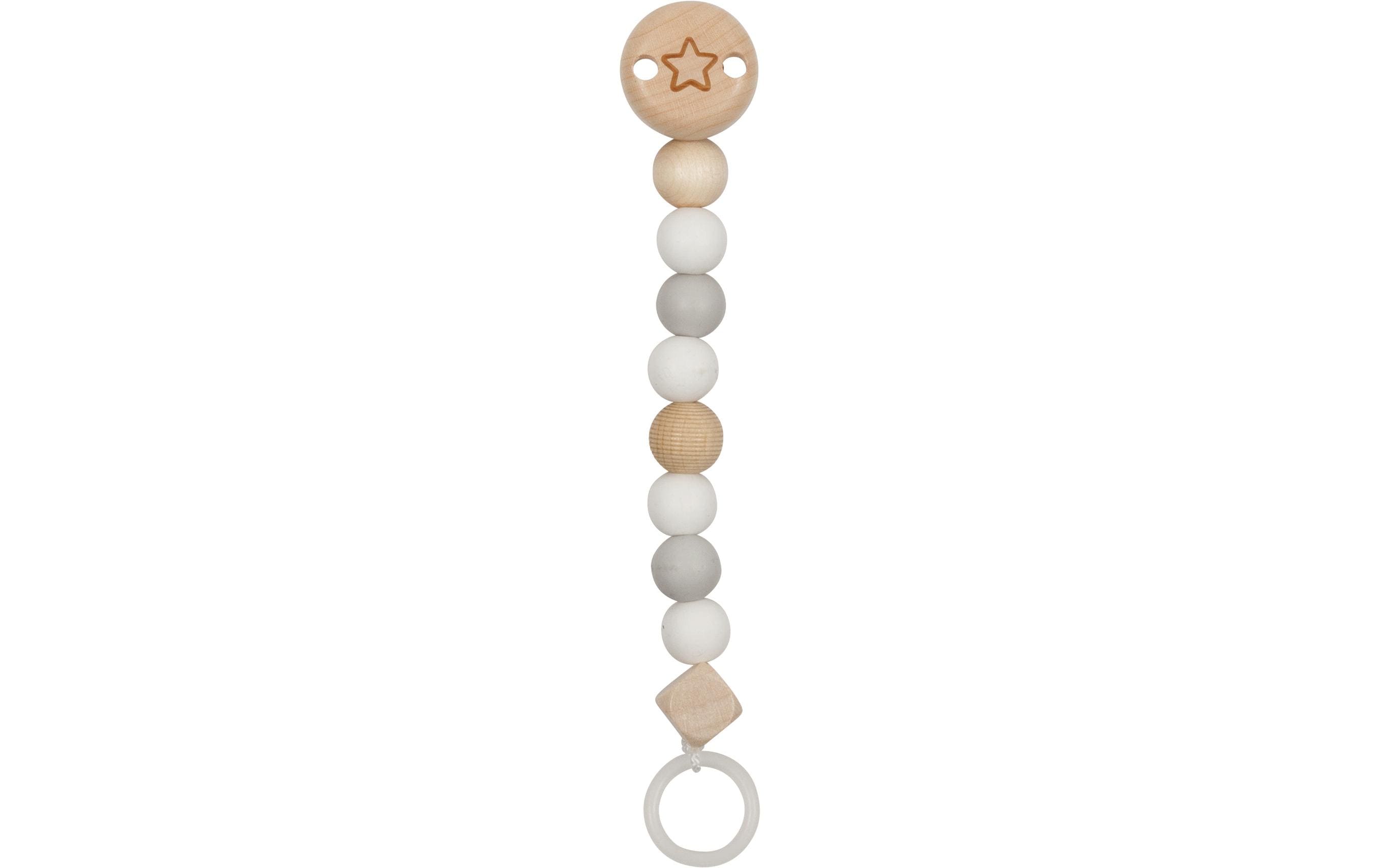 Nuggikette Stern GrauSchnullerkette aus Holz