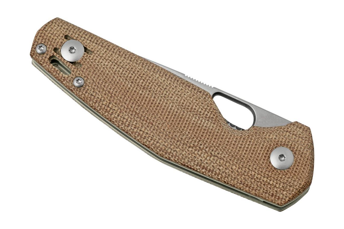 GiantMouse ACE Nimbus V2 Natural Canvas Micarta zakmes, Ansø en Voxnaes design
