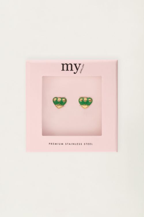 Studs groen mini hart