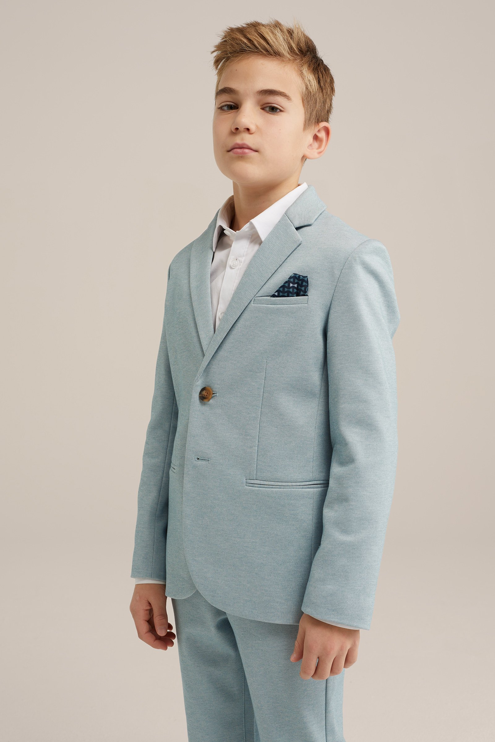 Jongens slim fit blazer met stretch WE Fashion Lichtgroen