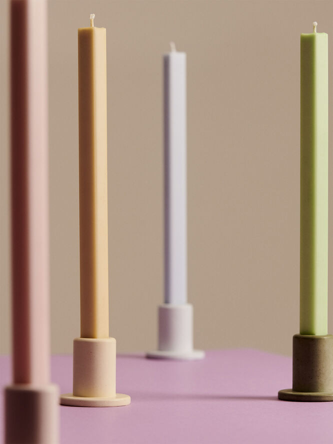 Hay Tube Candleholder Concrete-Small