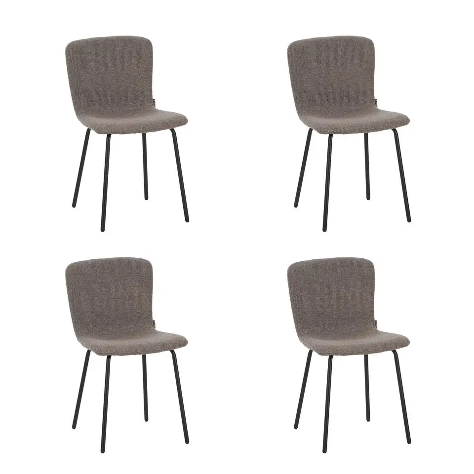 Luca Eetkamerstoel Bruin Stof - Set van 4