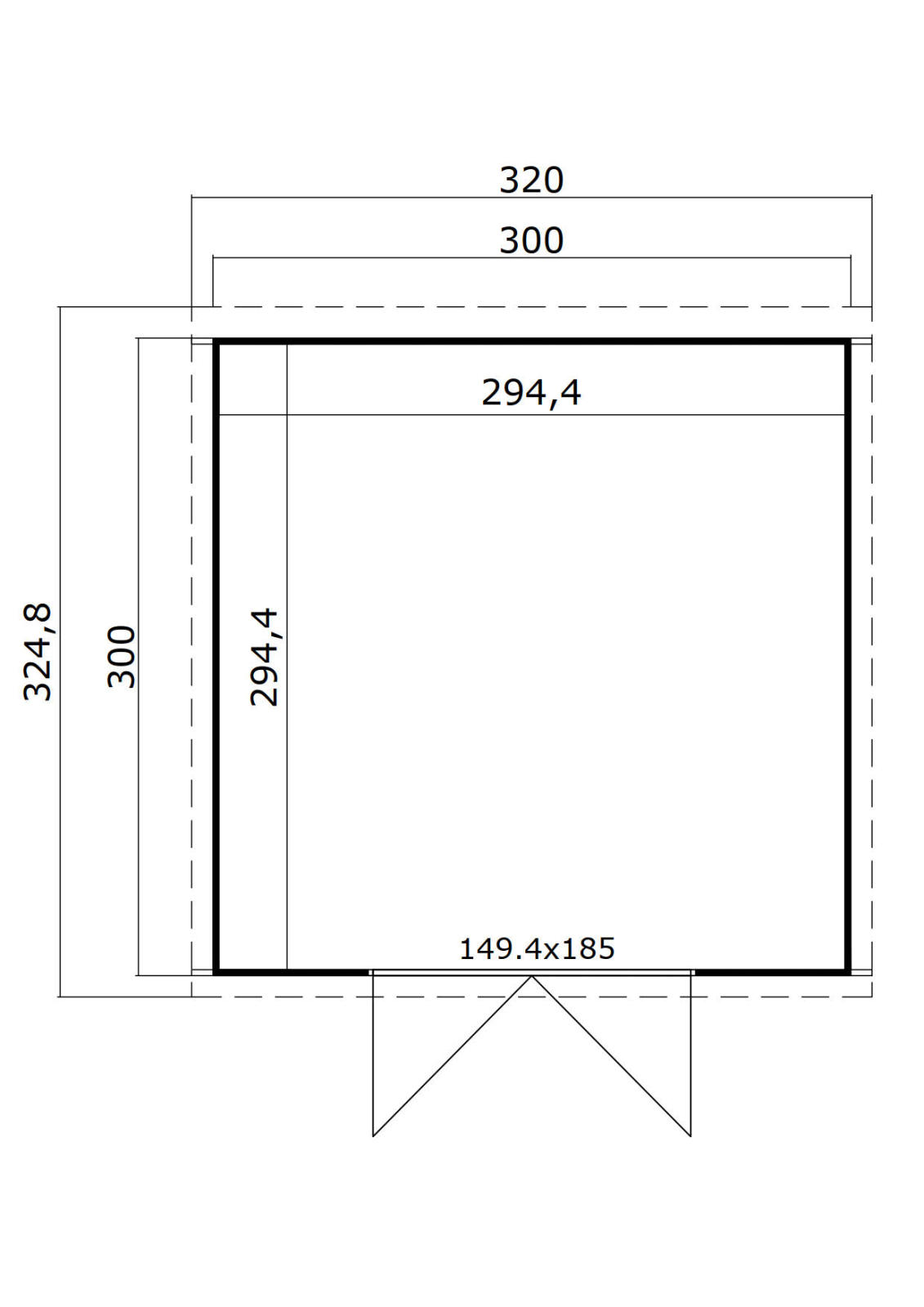 Gartenhaus ZAMBEZI 7 - naturbelassen - Fichte massiv - 300x300 cm