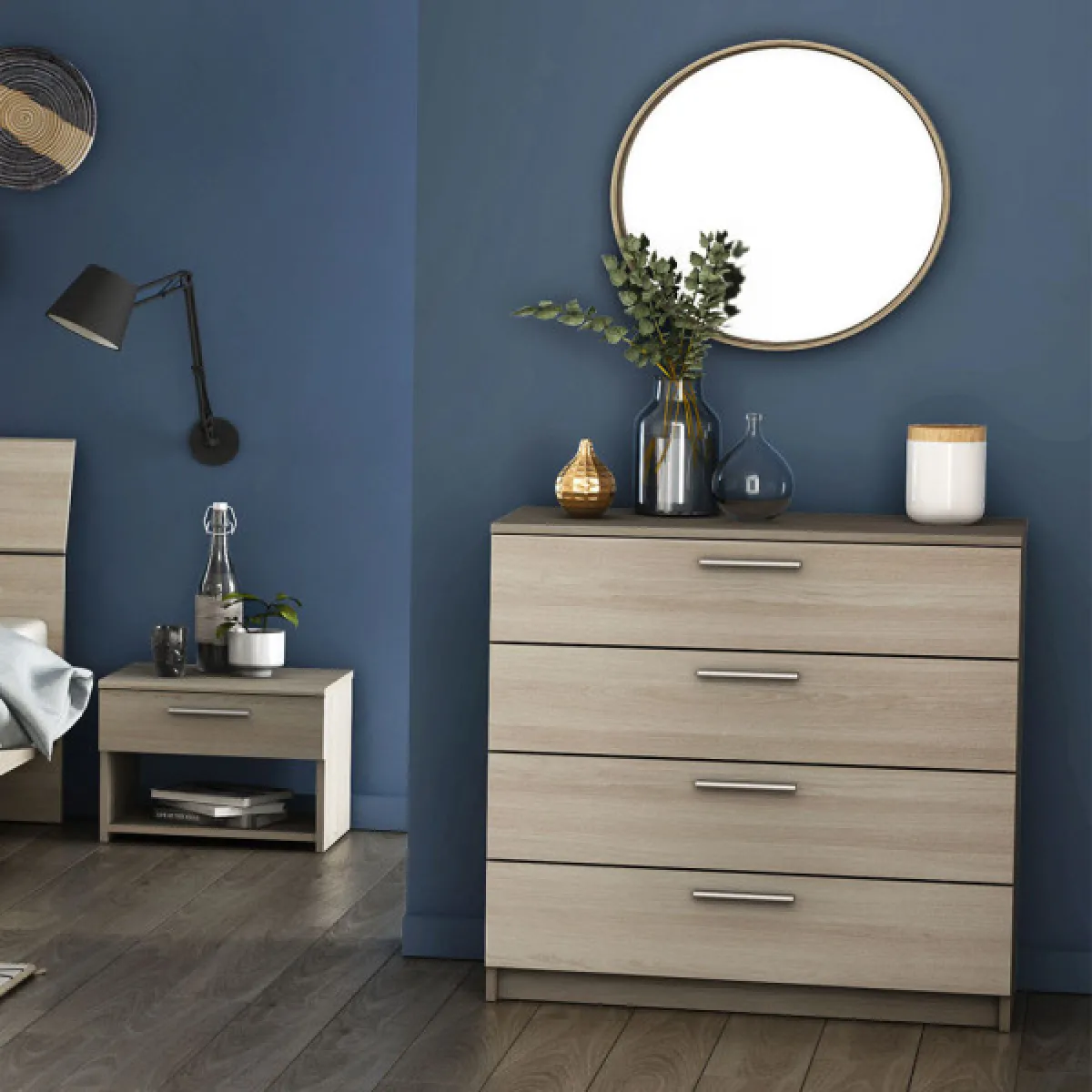 Dansmamaison Commode ODA - Chêne clair, 80x38x81 cm