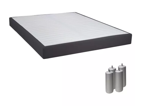 TAPIKIT - Sommier Tapissier Démontable 2x20 Lattes 140x190cm Anthracite + Pieds Argent 15cm