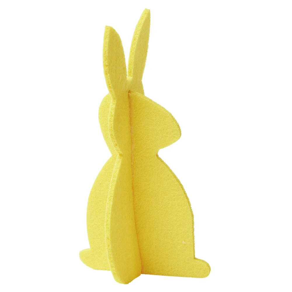 Lapin origami à poser déco Pâques feutrine Ø7,5xH15cm x3