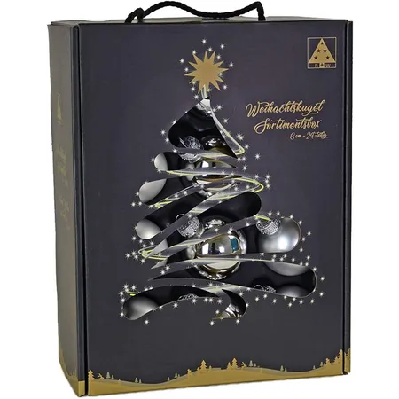 Riffelmacher Weihnachtsbaumkugeln silber, 24 Stück