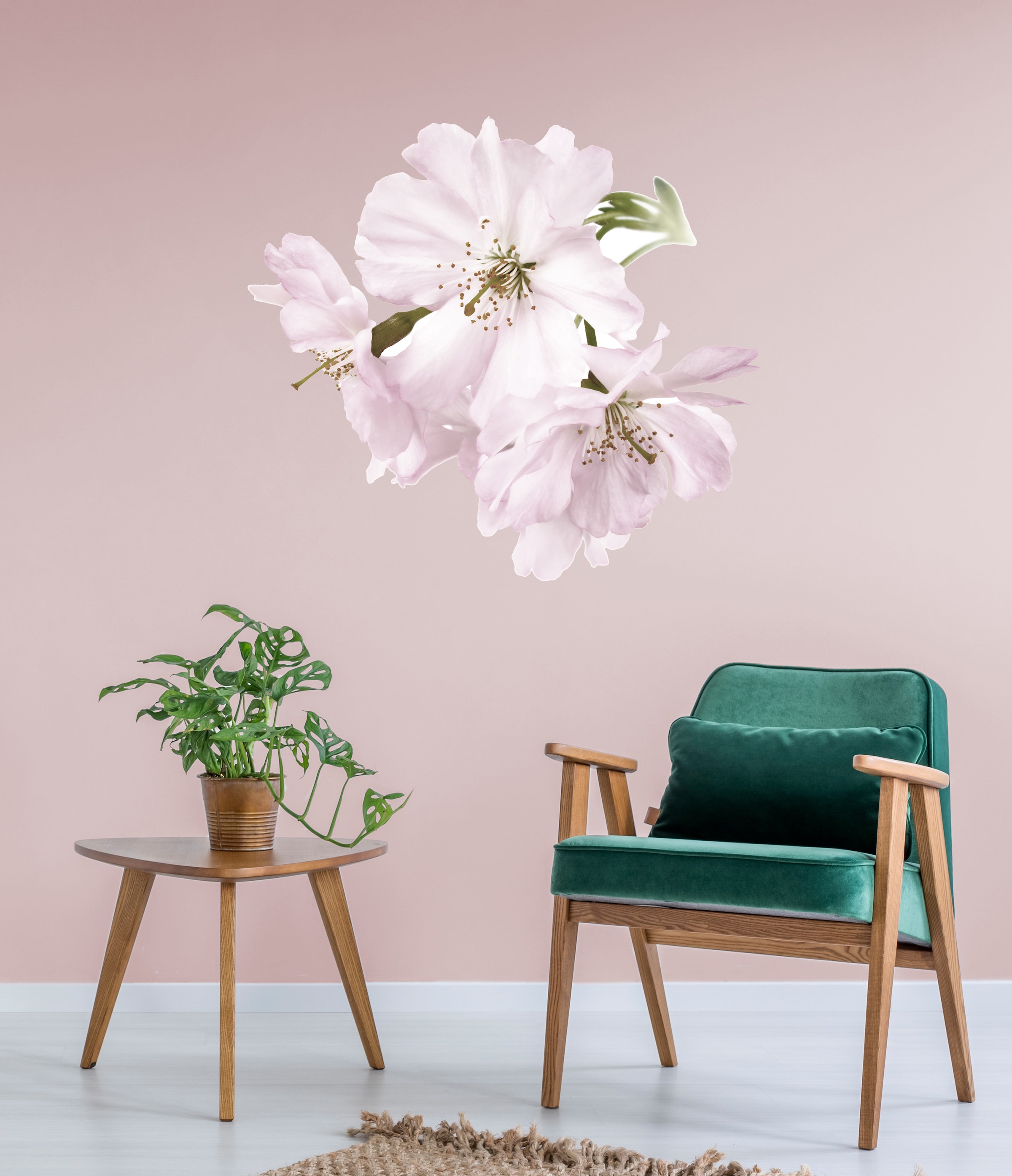 queence Wandtattoo »Malena« Wandbild, Sticker, rosa, Blume, Blüte, selbstklebend