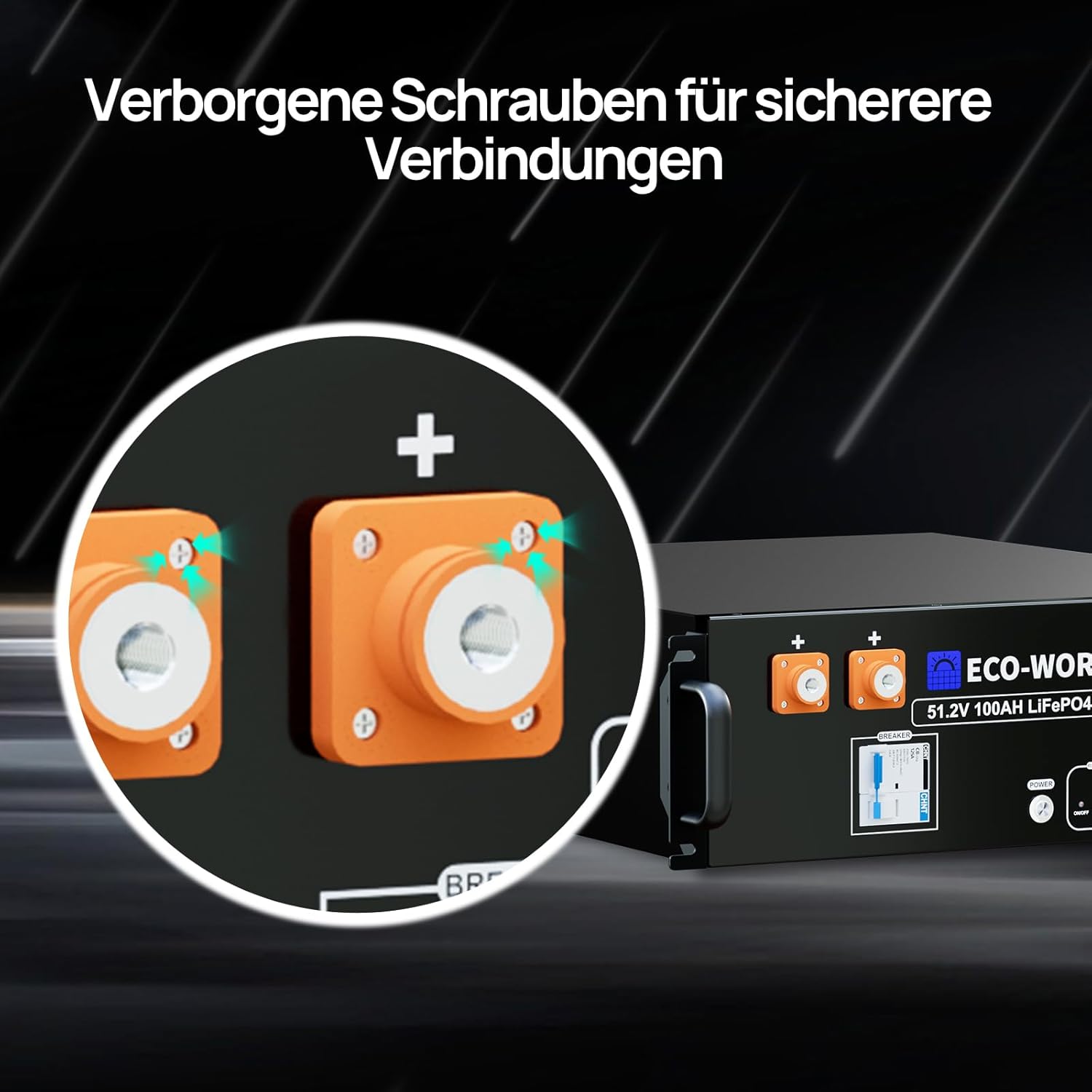 ECO-WORTHY LiFePO4 48V 100Ah V3 Bluetooth mit 100A BMS,5.12KWh 48V Lithiumbatterie Serverschrank Solarbatterie für Solaranlage Komplettset,Photovoltaikanlage,IEC 62619