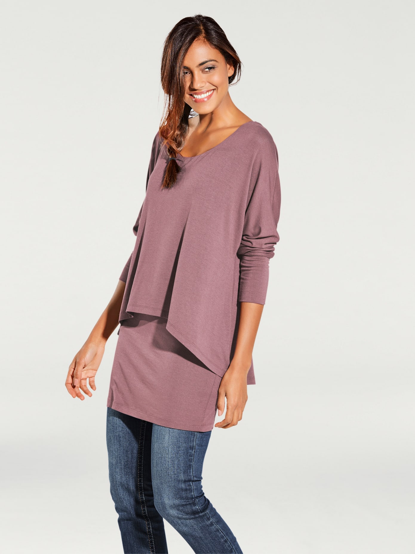 T-shirt à encolure ronde look décontracté tendance, manches chauve-souris