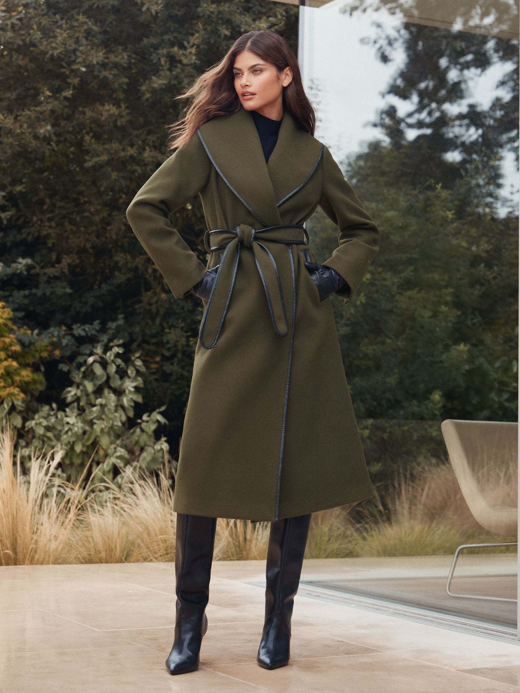 Olijfgroen - Lipsy Shawl Lapel Wrap Coat
